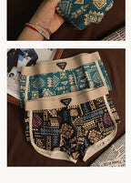 Retro Ethnic Style Men's Boxer Comfortable Briefs Design Vintage Print Elastic Underwear for Man Lingerie Mid Waist Underpants