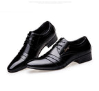 Mens Black Genuine Leather Cap Toe Lace Up Formal Business Office Groom Wedding Daily Wear Dress Shoes British Style Fashion