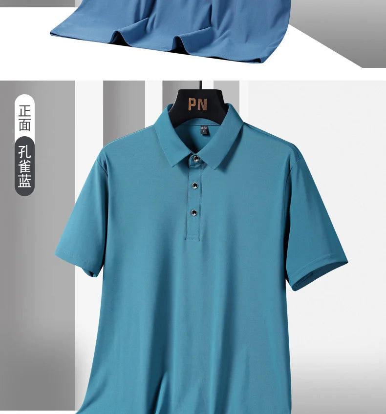 Summer Plus Size 7xl 8xl 9xl Polo Shirt Men Quick Dry Ice Silk Breathable Polo Men's Oversize Business Polo Shirt Brand Clothing