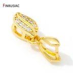Brass Crystal Agate Pendant Pinch Bails,18k Real Gold Plated Inlaid Zircon Pendant Clips Clamp Pinch Bail,Supplies For Jewelry