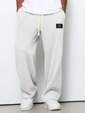 Men's spring-autumn trendy brand loose-fitting stretchy straight-leg sweatpants. Waffle fabric. Micro-bouncy sporty casual pants