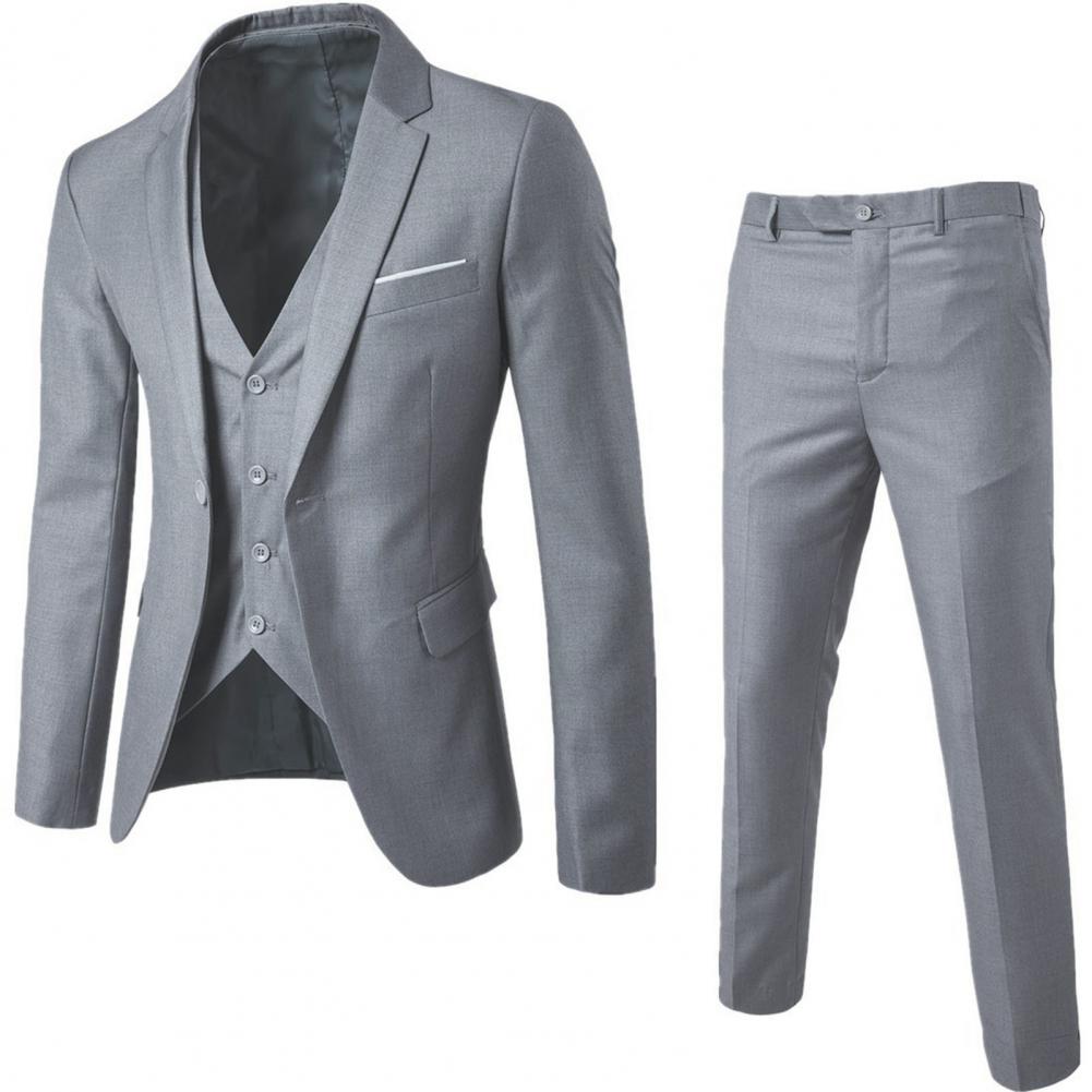 Men Blazers 3Pieces Sets Wedding Formal Elegant Business Luxury Full Vest Pants Coats Classic Jackets Suit Coat Blazers Trousers