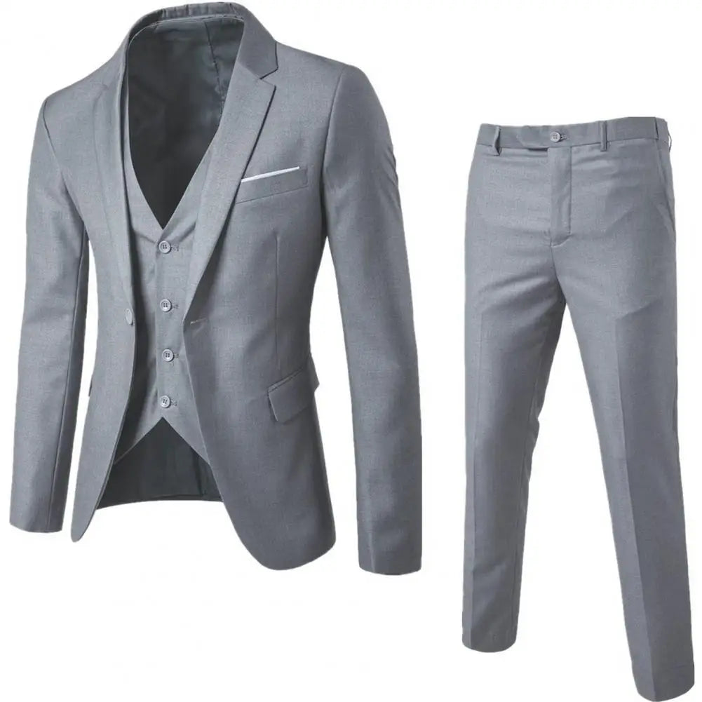 Men Blazers 3Pieces Sets Wedding Formal Elegant Business Luxury Full Vest Pants Coats Classic Jackets Suit Coat Blazers Trousers