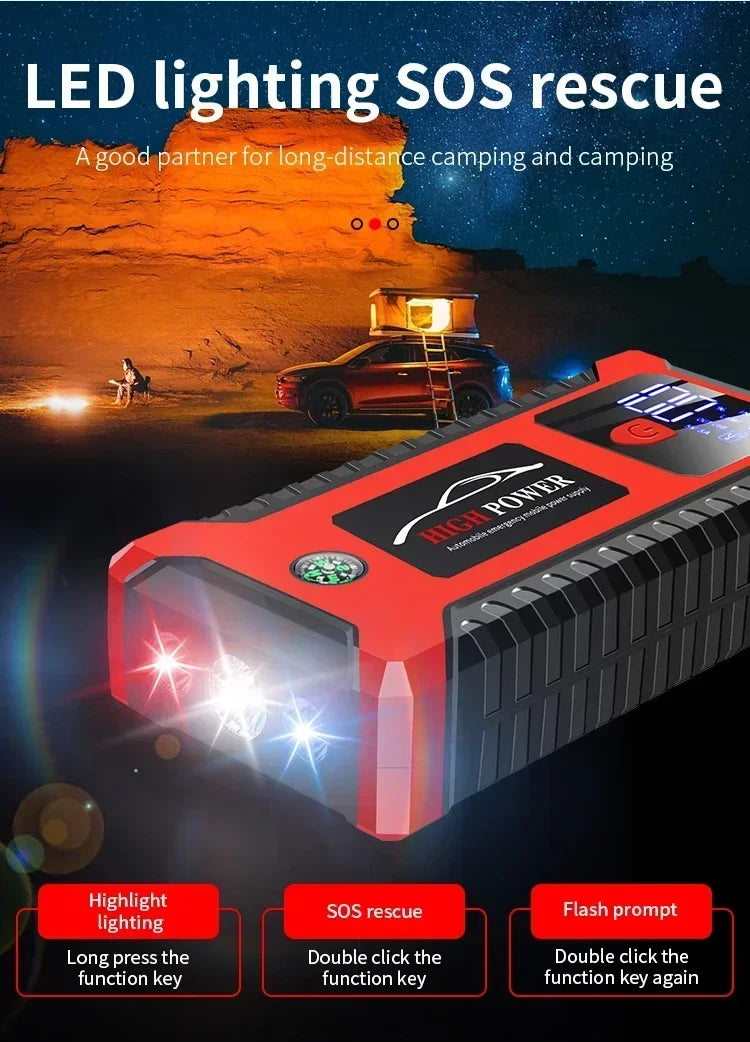 EAFC 12V Portable Car Jump Starter Power Bank with Battery Booster Charger Auto Emergency Start-up Lighting - Vehicle Starting D