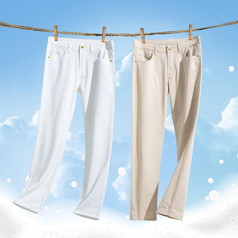 2026 Y2k Pants Men Thin Lyocell Spring Summer Classic Korean Youthful Vitality Men's  Jeans Lightweight Stretch Trousers