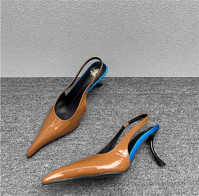 Women's Designer Heels Patent Leather Pointed Toe Sculptural Thin High Heels Sandals Pumps Runway Chic Luxury Party Dress Shoes