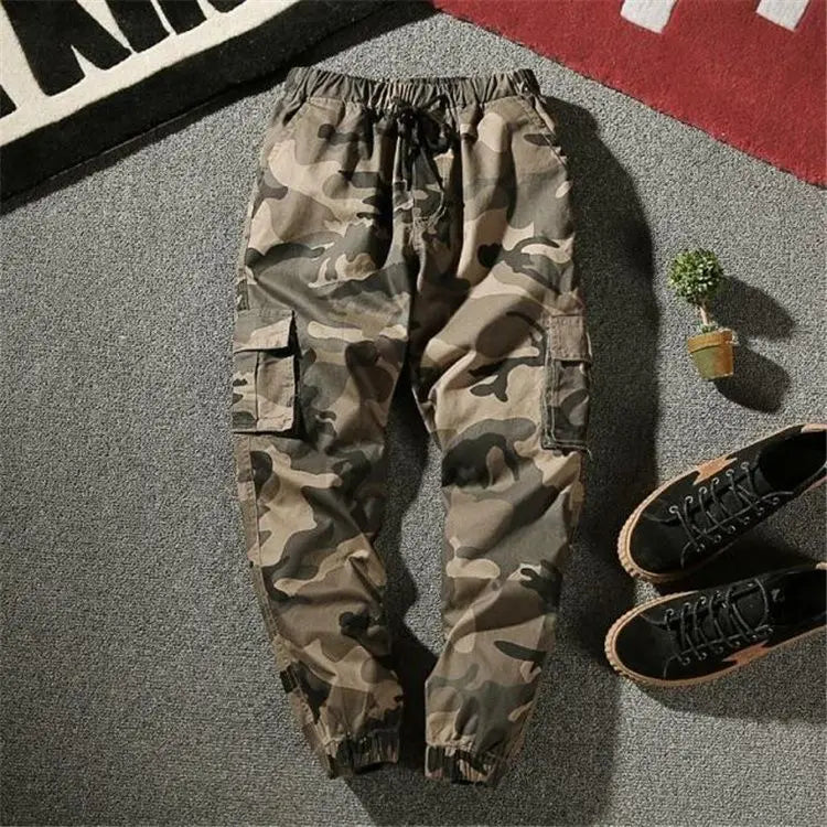 Camouflage Cargo Pants Men Cotton Streetwear Korean Hip Hop Joggers 7XL Loose Fit Casual Trousers Multi-Pockets Elastic Waist