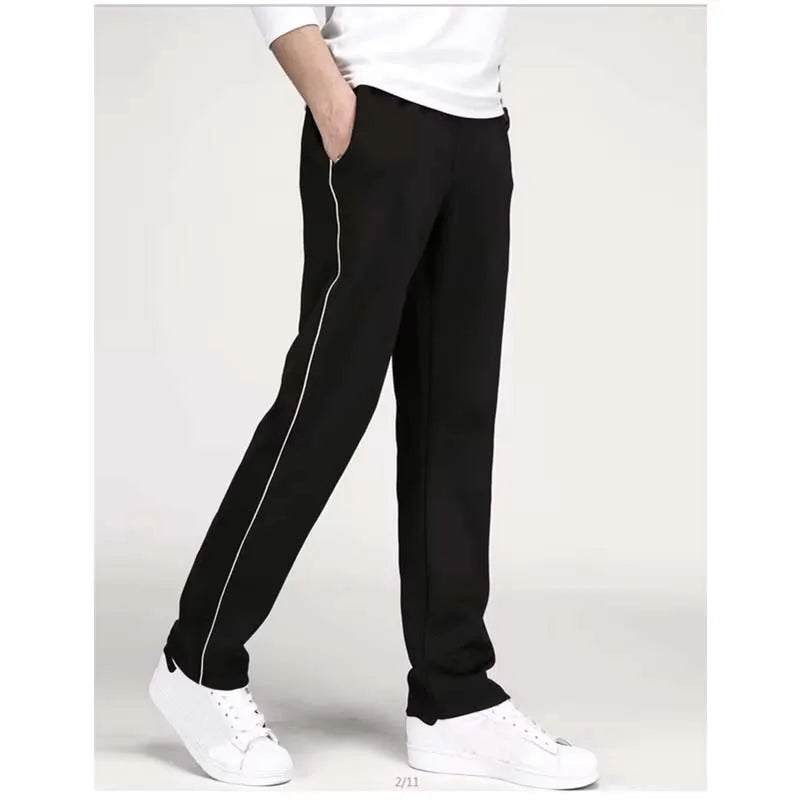 2024 Spring Summer Men's Casual Sweatpants Men Basic Trousers Tracksuit Side Stripe Slim Breathable Sportswear Track Pants