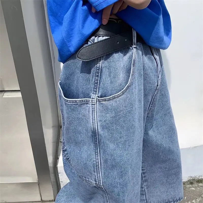 jeans Pants men Summer Short Jeans Big-pockets Breeches Hip Hop Streetwear Baggy Denim Shorts Casual Wide-leg Capris Pants