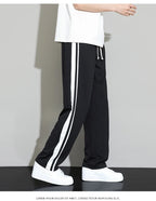 Summer New Men Sweatpants Joggers Straight Pants Neutral Breathable Loose Outdoor Quick Drying Fabric Striped Casual Trouser