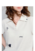 TOYOUTH Women Polo T-Shirt 2026 Summer Joint Name with Gongchangzhang Embroidered V-Neck Age-Reducing Trendy Tops