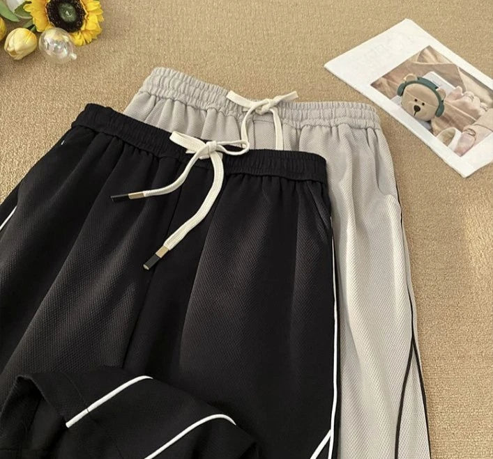 Men’s Lightweight Waffle Pants Summer Thin Joggers 2026 Drawstring Stripe Casual Sports Trousers for Daily Wear