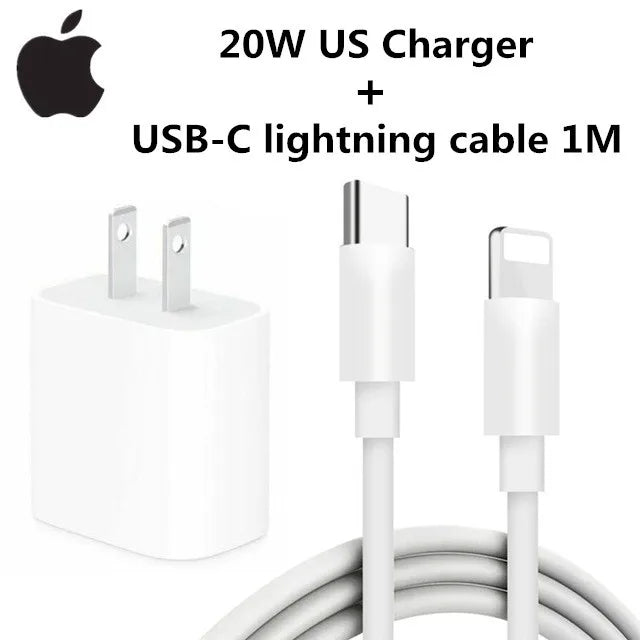 Original 20W USB-C Power Adapter For iphone 17 16 15 14 13 mini Pro Max Type C fast charger for Apple Cable for iPhone 12 Plus