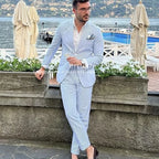 BYLUNTA Mens Suit 2 Piece Slim Fit Stripe Suits Tuxedo Blazer Jackets Pants Set Summer Beach Wedding Outfit for Mennt)