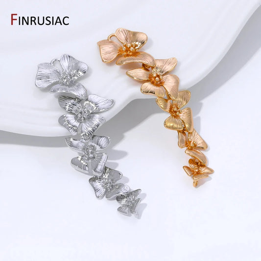 14K Gold Plated Brass Flower Tassel Pendant For Earrings Accessories,Flower Charms Pendant For DIY Jewelry Making Supplies