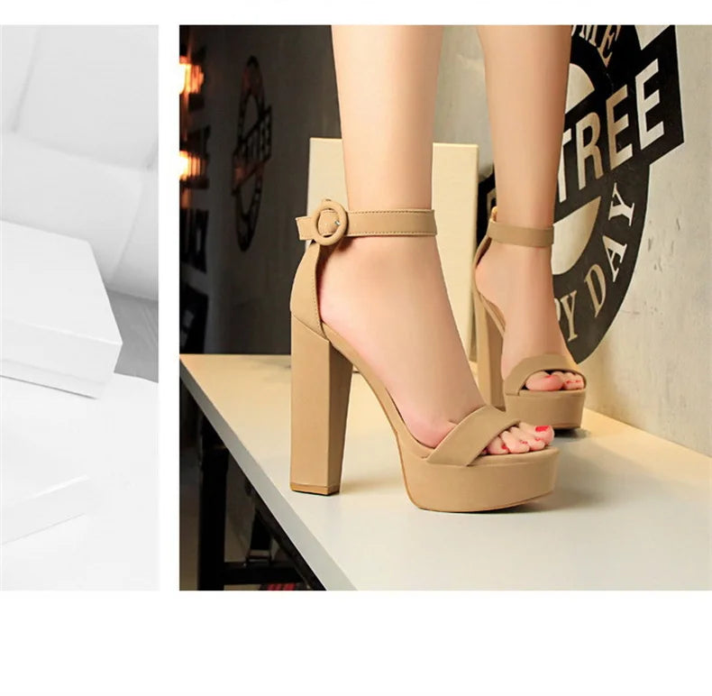 Brand Elegant Sandals Women High Heels Pumps Super High Heel 13cm Women'S Banquet Sandals Waterproof Platform Toe Sandals
