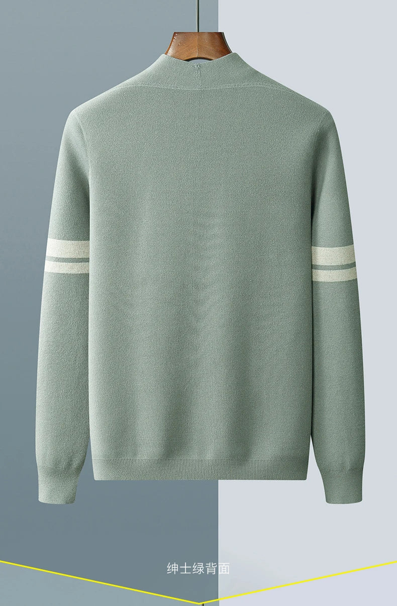 Autumn And Winter New Casual Wool Knit Cardigan Men's Fashion V-Neck Solid Color Shirt Loose Sweater Coat