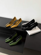 Krazing Pot Superstar Kid Suede Shallow Square Toe High Heels Spring Autumn Shoes Office Lady Party Wedding Dress Women Pumps