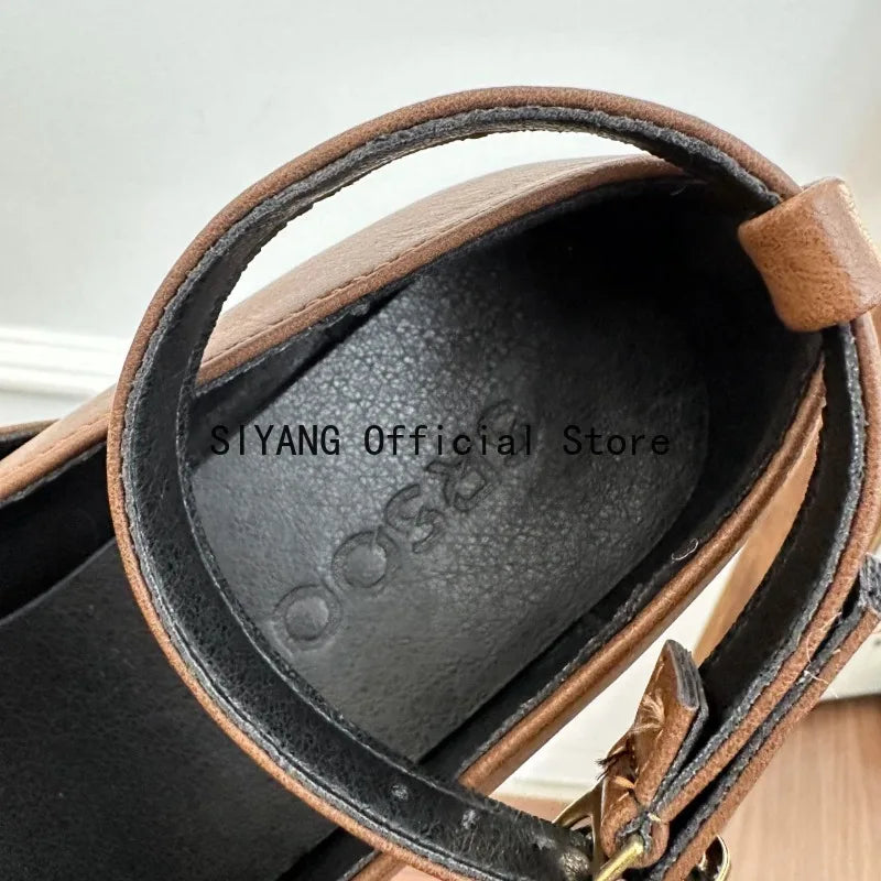 Sweet Lolita Cross Buckle Strap Women Mary Jane Shoes Fashion Multi Metal Buckle Shoes Retro Wedding Party Dress Ladies Pumps
