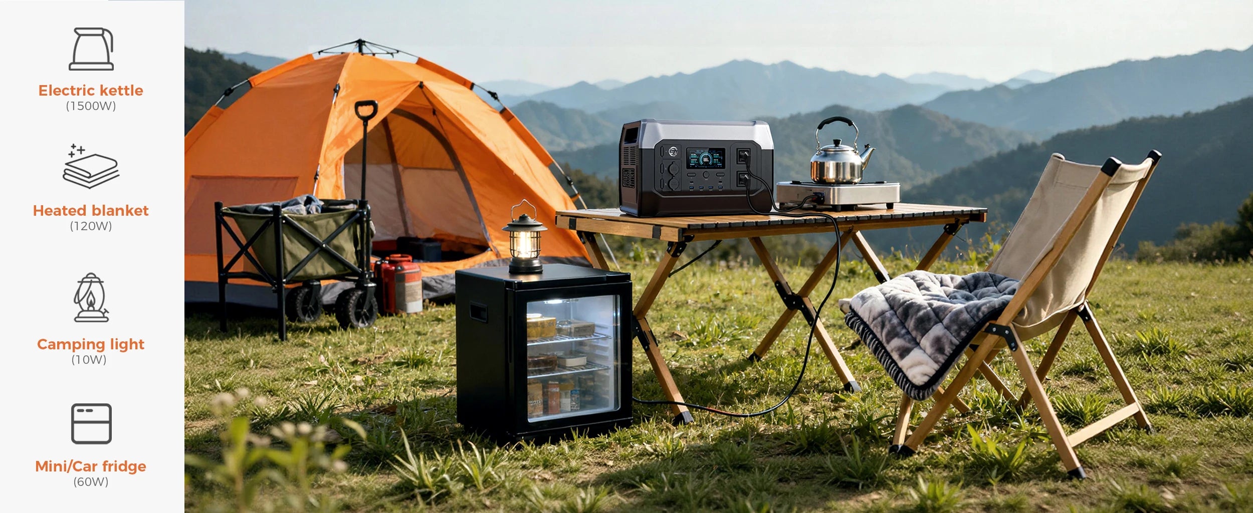 CTOLITY XP1000 1800W Portable Power Station 1024Wh Lifepo4 Apartment Charging Station Pure Sinve Wave Camping Solar Generator