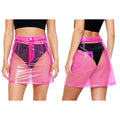 Transparent Pvc Disco Jazz Dance Bodycon Skirt for Women High Waist Pencil Miniskirt with Pockets See Through Cover Up Clubwear
