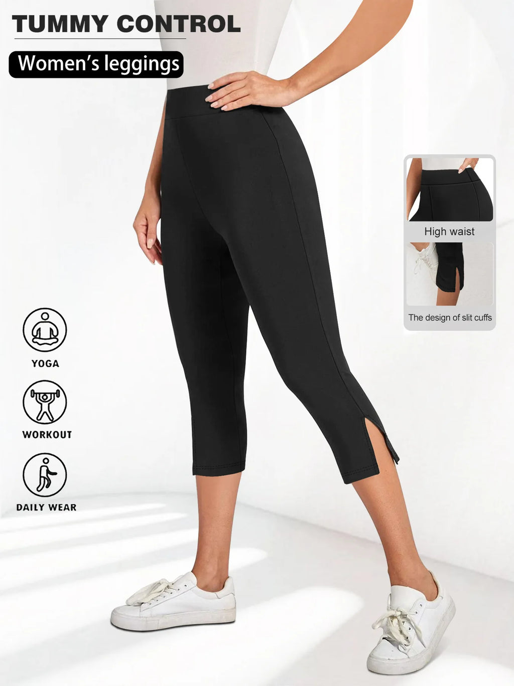 Women's High-Waisted Seven-Point Leggings Summer Thin Stretchy Fitness Sports Yoga Pants Wearable Outdoor