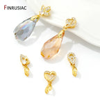 Brass Crystal Agate Pendant Pinch Bails,18k Real Gold Plated Inlaid Zircon Pendant Clips Clamp Pinch Bail,Supplies For Jewelry