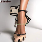 Spotted Breathable Mesh Pumps Big Bow Pointed Stiletto Buckle Strap High Heels Fashion Party Banquet Wedding Pumps For Women 47