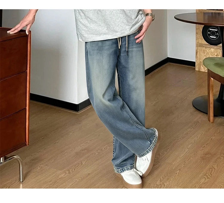 Semir Men Pants Denim American Vintage Loose Straight Leg Trendy Fashion Comfort Commute 2026 Summer Casual Style Top