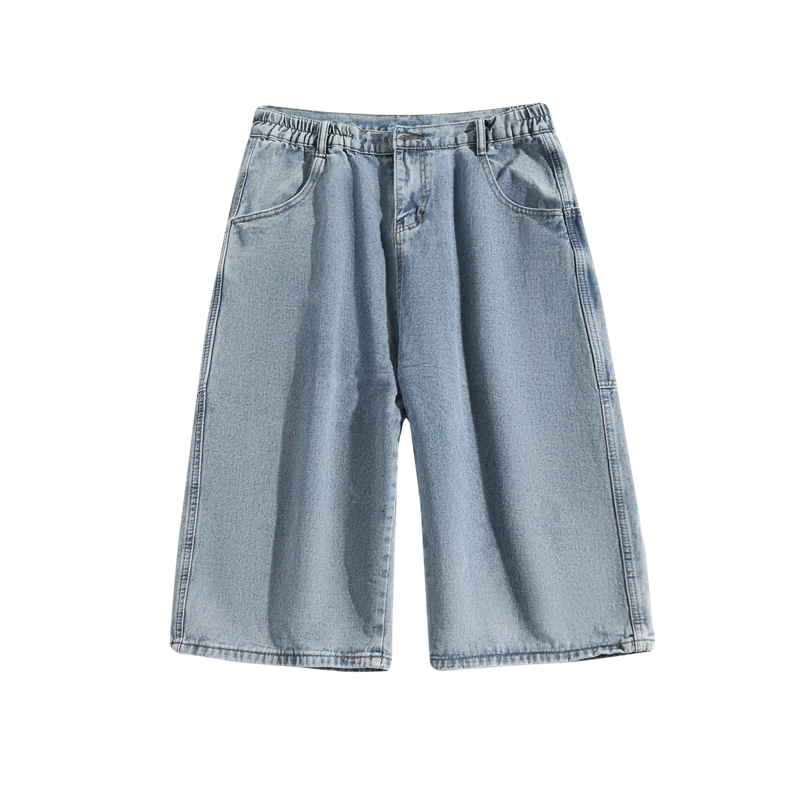 jeans Pants men Summer Short Jeans Big-pockets Breeches Hip Hop Streetwear Baggy Denim Shorts Casual Wide-leg Capris Pants
