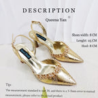 2026 Italian Inspired Gold Rhinestone HAND CRAFTED UPPER Pointed Toe Women High Heels Shoes and Bag Set Elegant Party Shoes