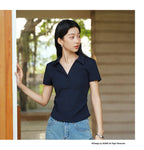 Semir Women Polo Shirt Short Length Ruched Slim Fit Standard Shoulder Cool Feeling 2026 Summer Temperament Versatile Fashion Top
