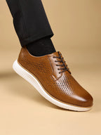 Men's Business Casual Leather Shoes Breathable Hollow Design Spring Summer Formal Shoes Comfortable Spring Summer Leather Footwe