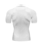 Plain Compression Tight Milk Silk Shirts Summer Quick Dry Short Sleeve Polo Shirts Gym Fitness Trainning Bodybuilding Clothing