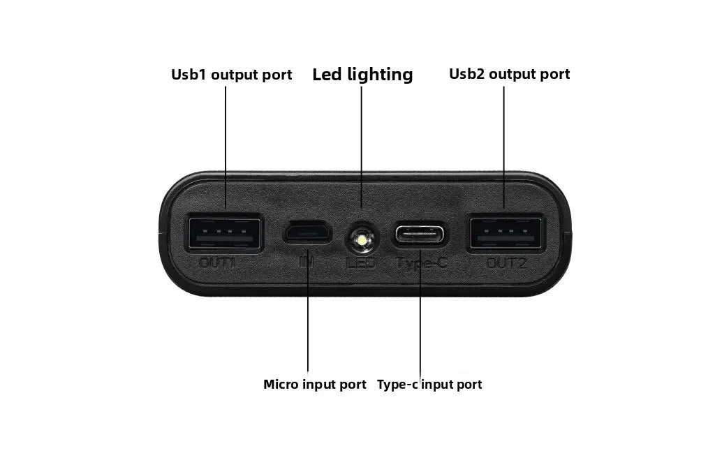 10W 18W 6*18650 Power Bank Battery Box Holder Dual USB Type C Micro 22.5W Fast Charge Shell With Led Lights 18650 Battery Cases