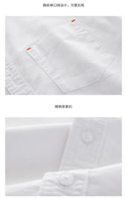 Dukeen 100% Cotton Oxford Spinning Shirt for Men Summer Casual Solid Color Blouse Man White Short-Sleeved Tops