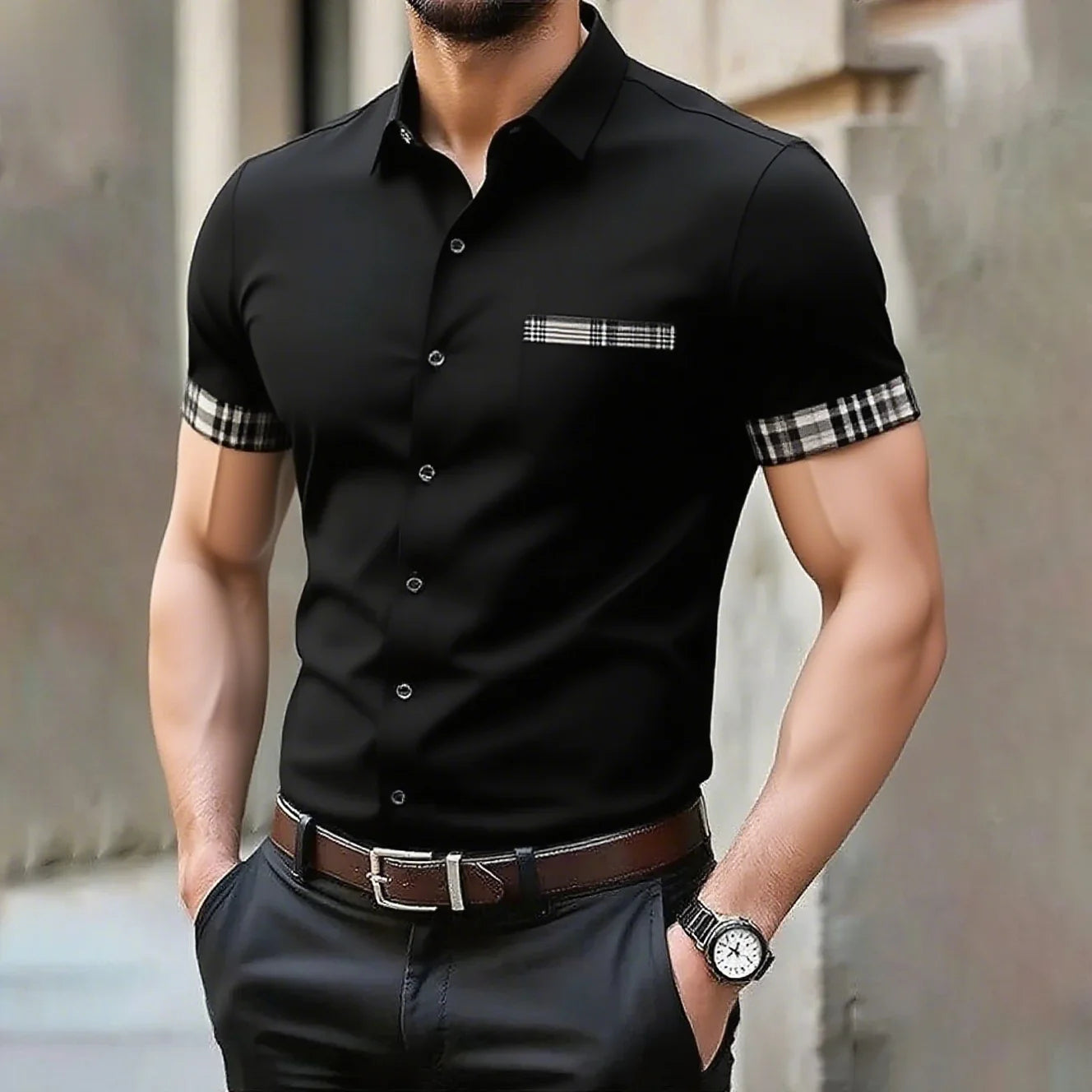 10 colors men's solid color casual shirt wedding outdoor comfortable short-sleeved shirt large size xs-5xl fast shipping