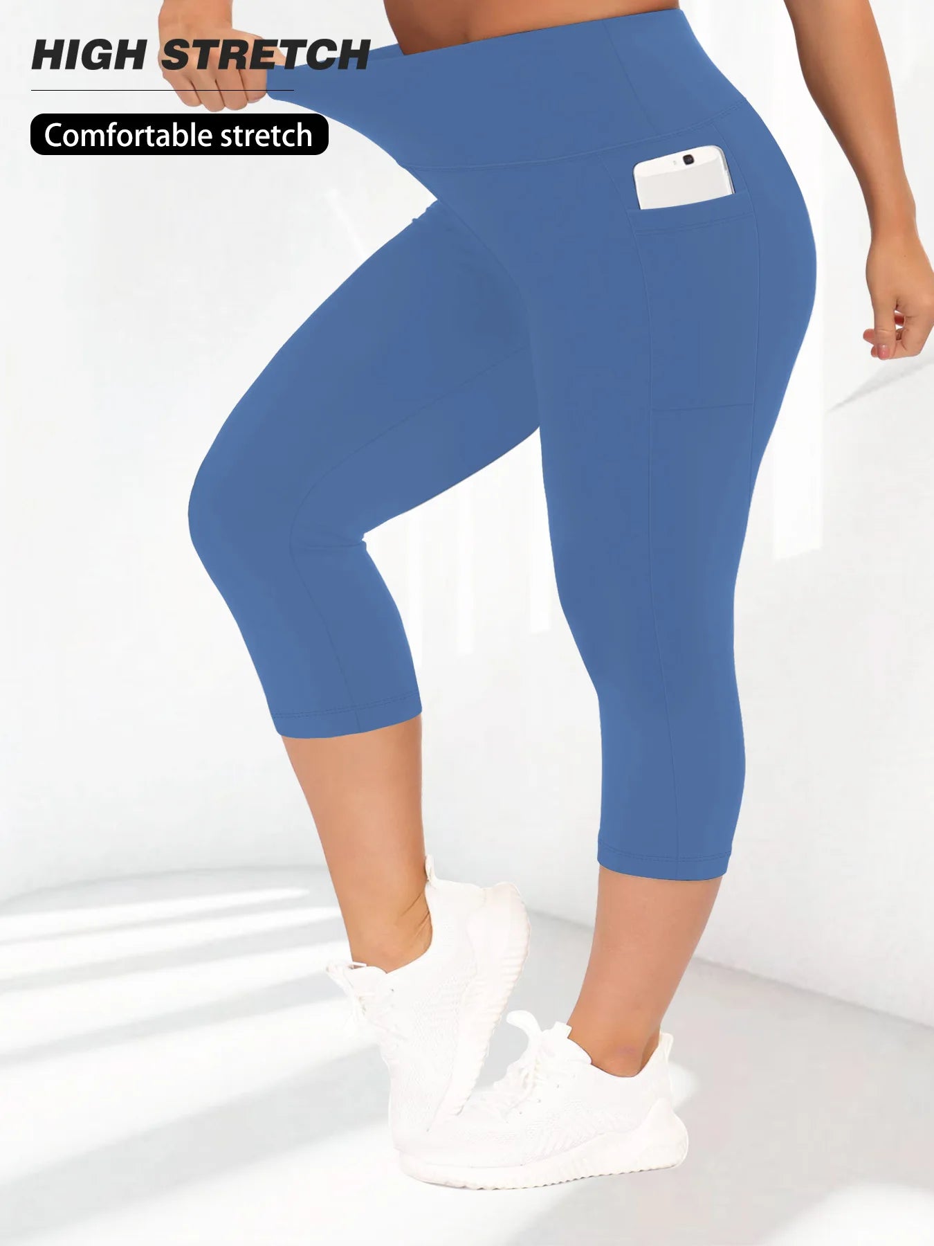 Women High Waist Plus Size 7/8 Yoga Leggings with Pockets Milk Silk Breathable Sport Women's pantss Base Leggings for Fitness