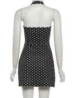 Nibber Low-Neck Sexy Backless Mini Dress Woman Summer Trend Polka Dot Print Halter Skinny Stretch Street Y2K Style Mini Bodycon