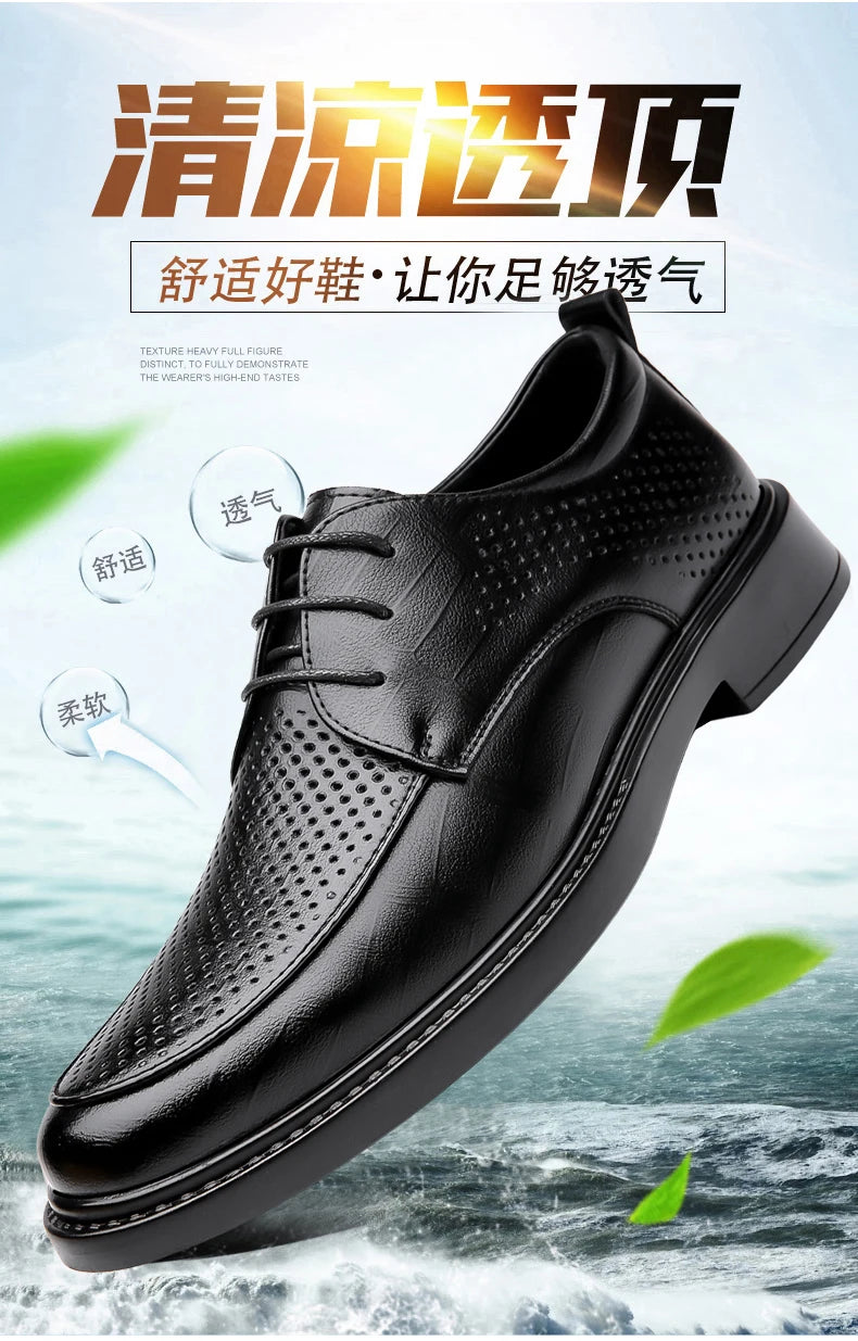 2026 Summer Hollow Out Breathable Deodorant Genuine Leather Business Dress Shoes British Style High-end Formal Shoes Hot Sale