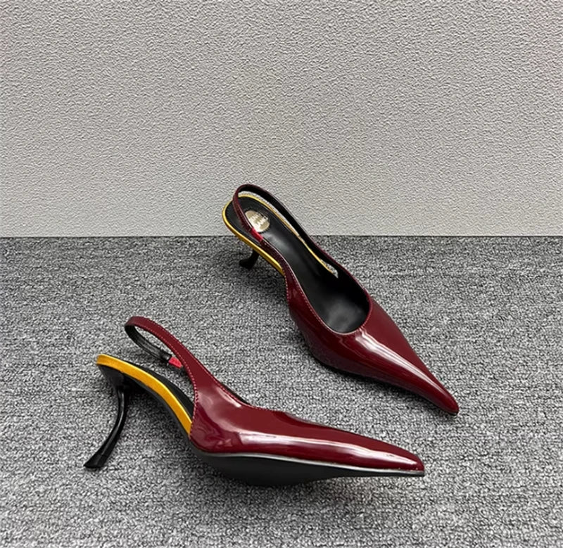 Women's Designer Heels Patent Leather Pointed Toe Sculptural Thin High Heels Sandals Pumps Runway Chic Luxury Party Dress Shoes