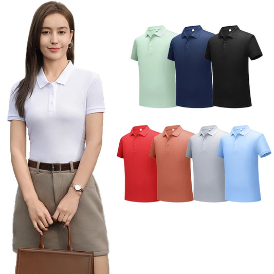2026 NEW Solid Polo Shirts Womens Commuting Basics T-Shirts Comfy Button Shirt Solid Sport Tops Office Daily  Womans Clothes