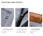 2026 Brand Thin or Thick Material Straight Cotton Stretch Denim Men's  Business Casual High Waist Light Grey Blue Jeans