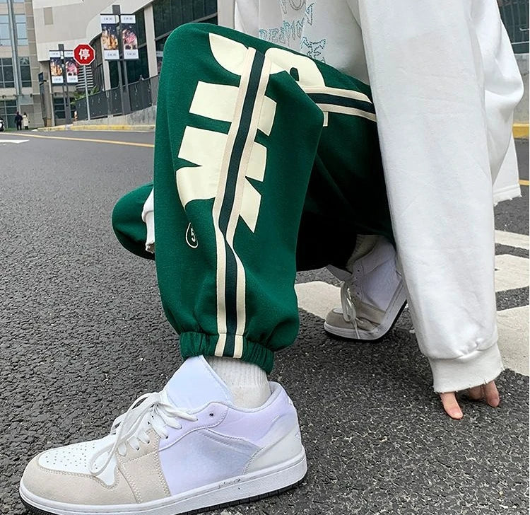 Trousers Hip-hop Wide Leg Sweatpants For Men Summer Stylish Training Cotton Loose Elastic Y2k Casual Baggy Male Sweat Pants L