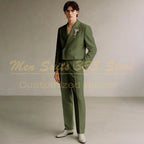 Cropped Men's Suits Formal Wedding Groomsmen 2 Piece Jacket Pants Sets Fashion Male Clothing High Quality Male Clothing Costume
