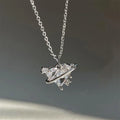 SUMENG 2024 Purple Pink Black Crystal Heart Pendant Necklace Sweet Cool Girl Punk Clavicle Chain For Women Fashion Jewelry Gifts