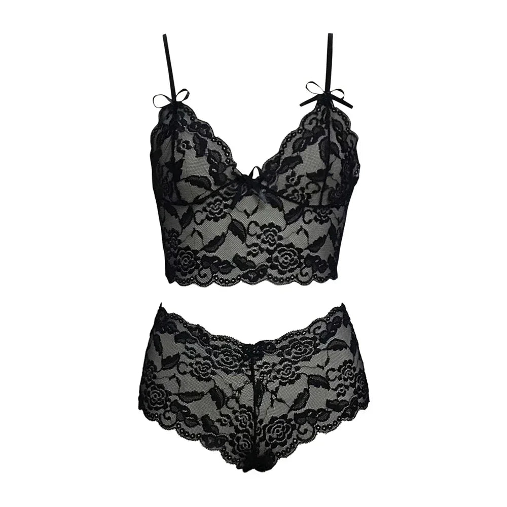 2026 NEW Thin Lace Flower Printed Underwear Suit Sexy Women Lingerie Set Female Adjustable Shoulder Strap Triangle Cup Bralettle