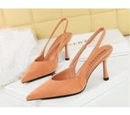 Fashionable Banquet Empty High Heel Shoes For Women's Shoes Thin Heel Pointed Toe Hollow Single Shoes For Women's Shallow Mouth