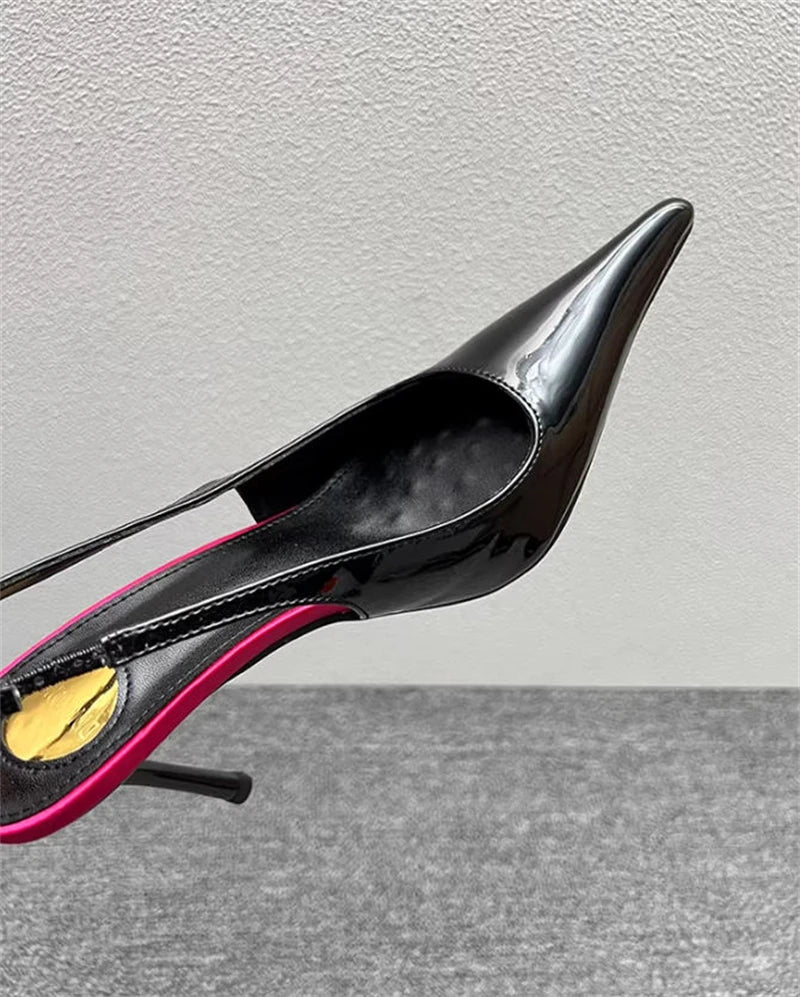 Women's Designer Heels Patent Leather Pointed Toe Sculptural Thin High Heels Sandals Pumps Runway Chic Luxury Party Dress Shoes