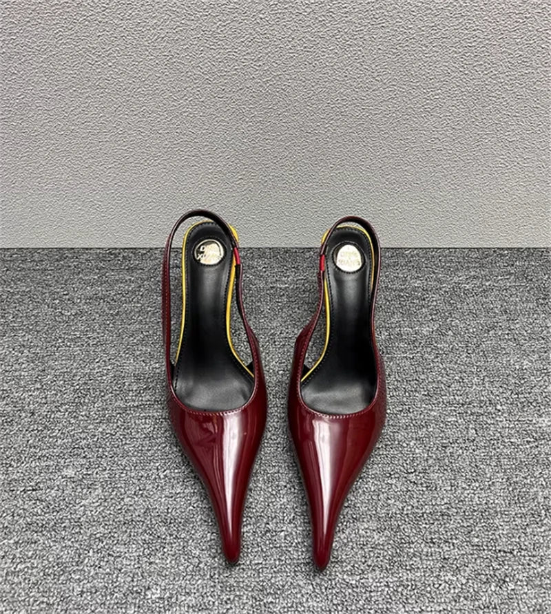 Women's Designer Heels Patent Leather Pointed Toe Sculptural Thin High Heels Sandals Pumps Runway Chic Luxury Party Dress Shoes